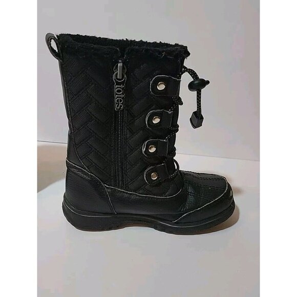 Totes Girl's QUILTY Waterproof Snow Boots Cold Weather Boot Black Size 12M US - Picture 8 of 9